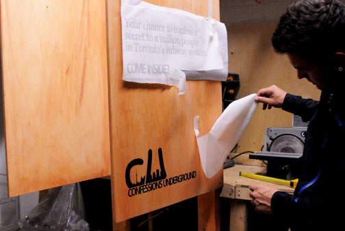 Confessions Underground booth under construction