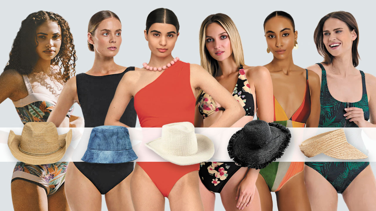 swimsuits and hats