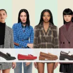 Fall fashion trend of plaid blazers and loafers