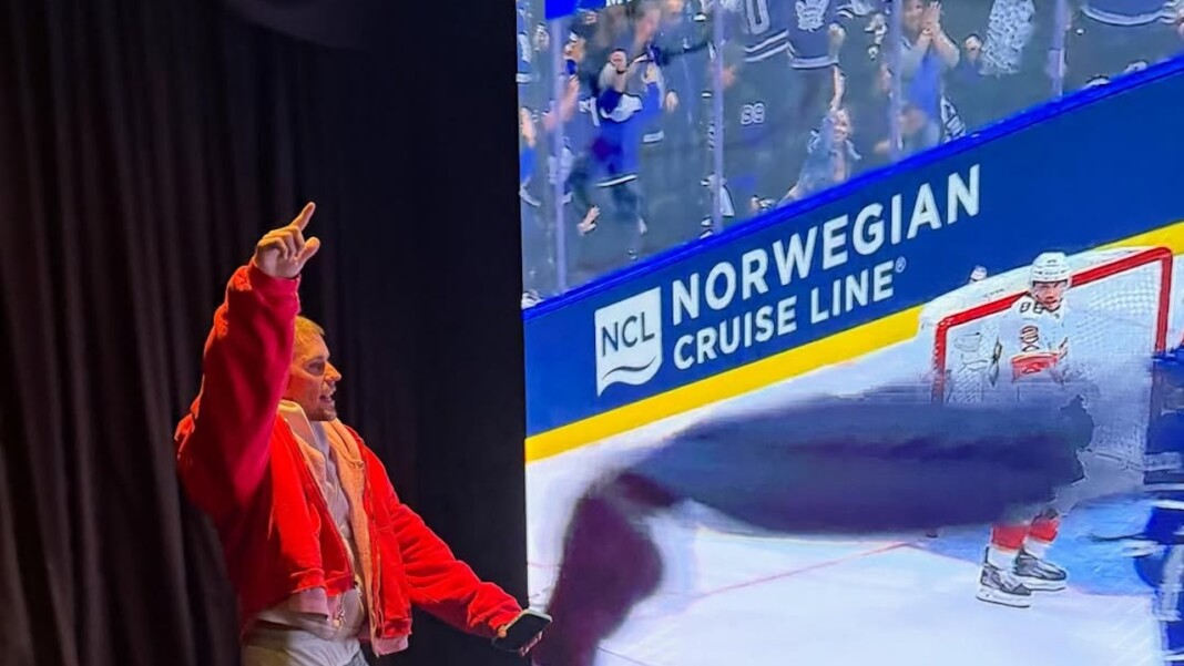 Justin Bieber watching the Leafs game