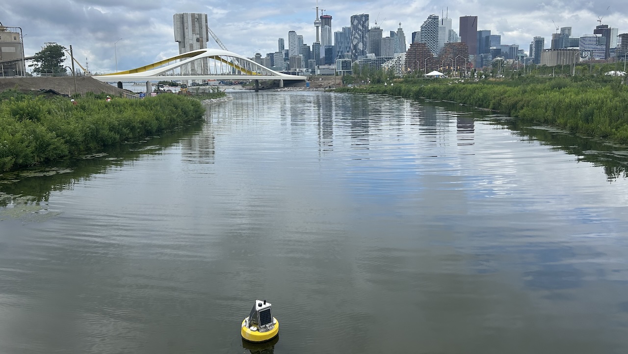 Biidaasige Park and a garbage collector at the mouth of the new Don River