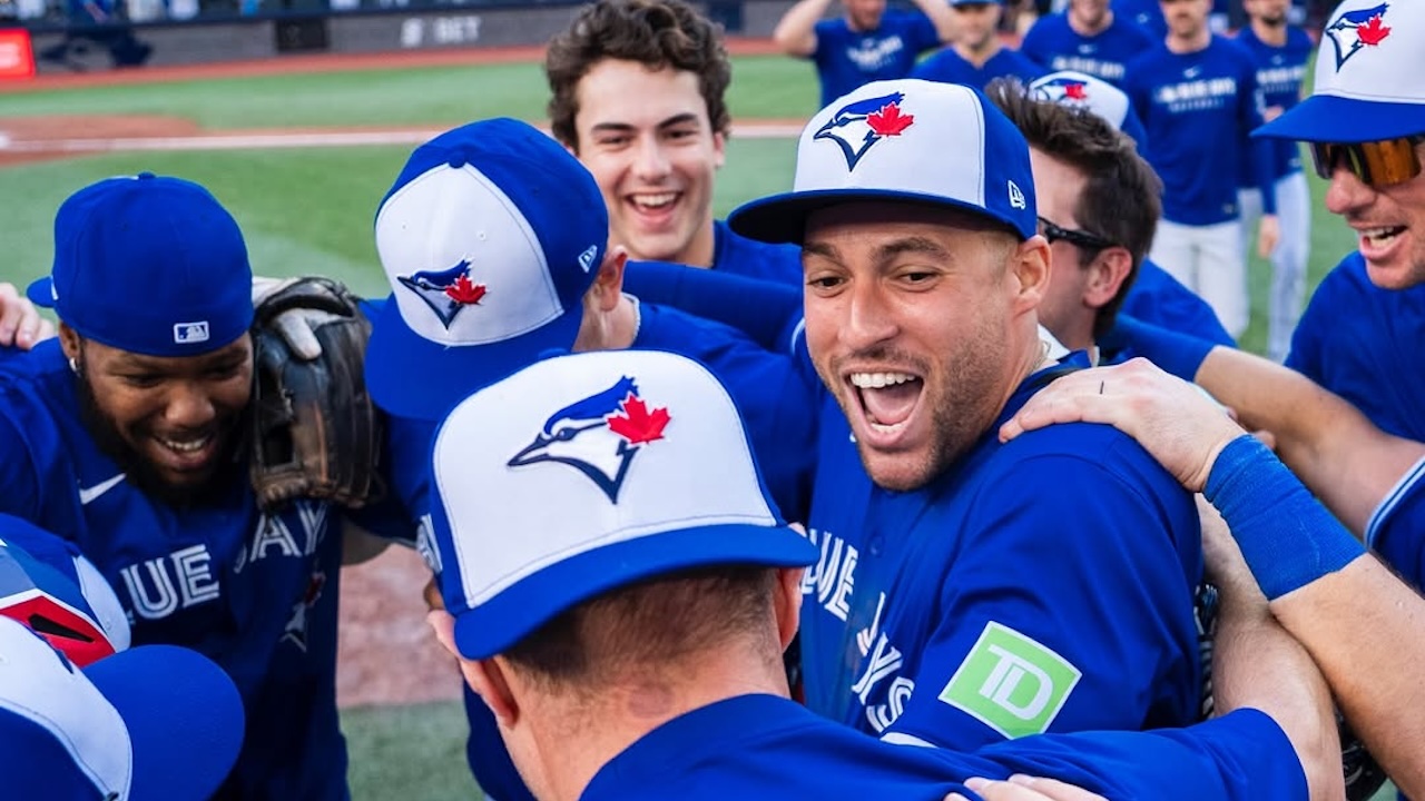 blue Jays white Panel hats