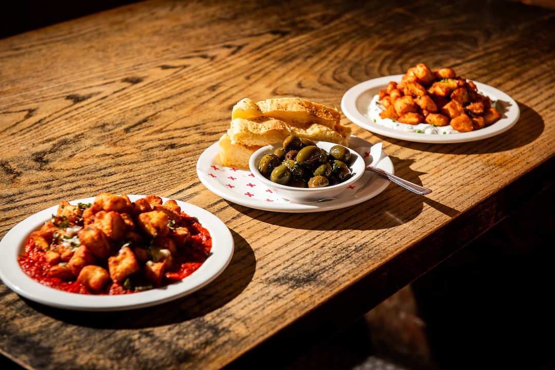 gnocchi fritti (red white) focaccia & marinated olives Bar Libretto