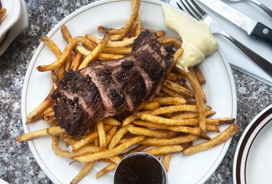Steak frites with duck fat fries at Cote de Boeuf Toronto Ossington
