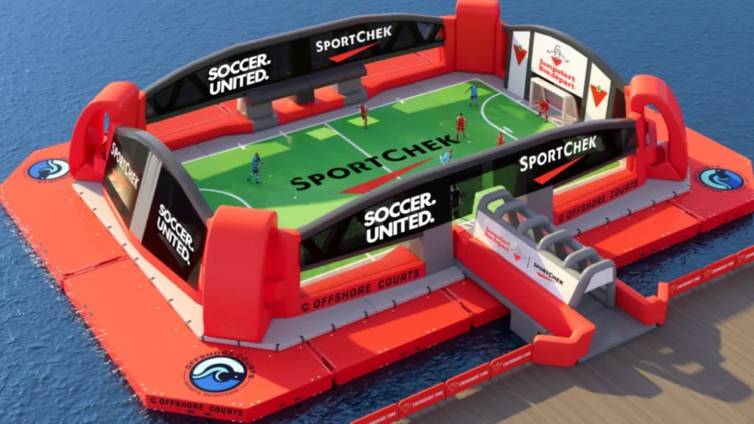 Rendering of the floating soccer pitch